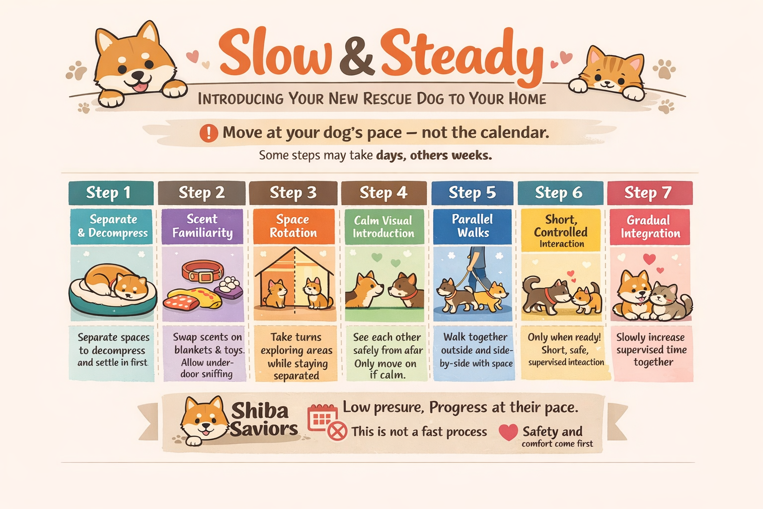 Step-by-step timeline for safely introducing a rescue dog to other pets